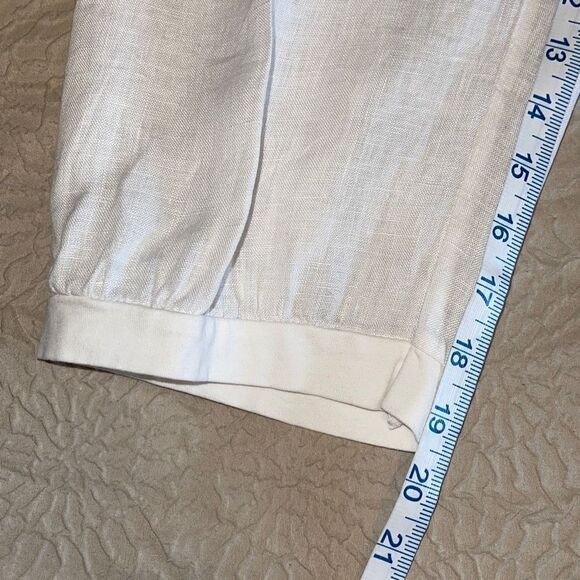 Pure Venice Womens 100% Linen Pants Cropped Tapered Leg Casual White Size Medium - Picture 6 of 9